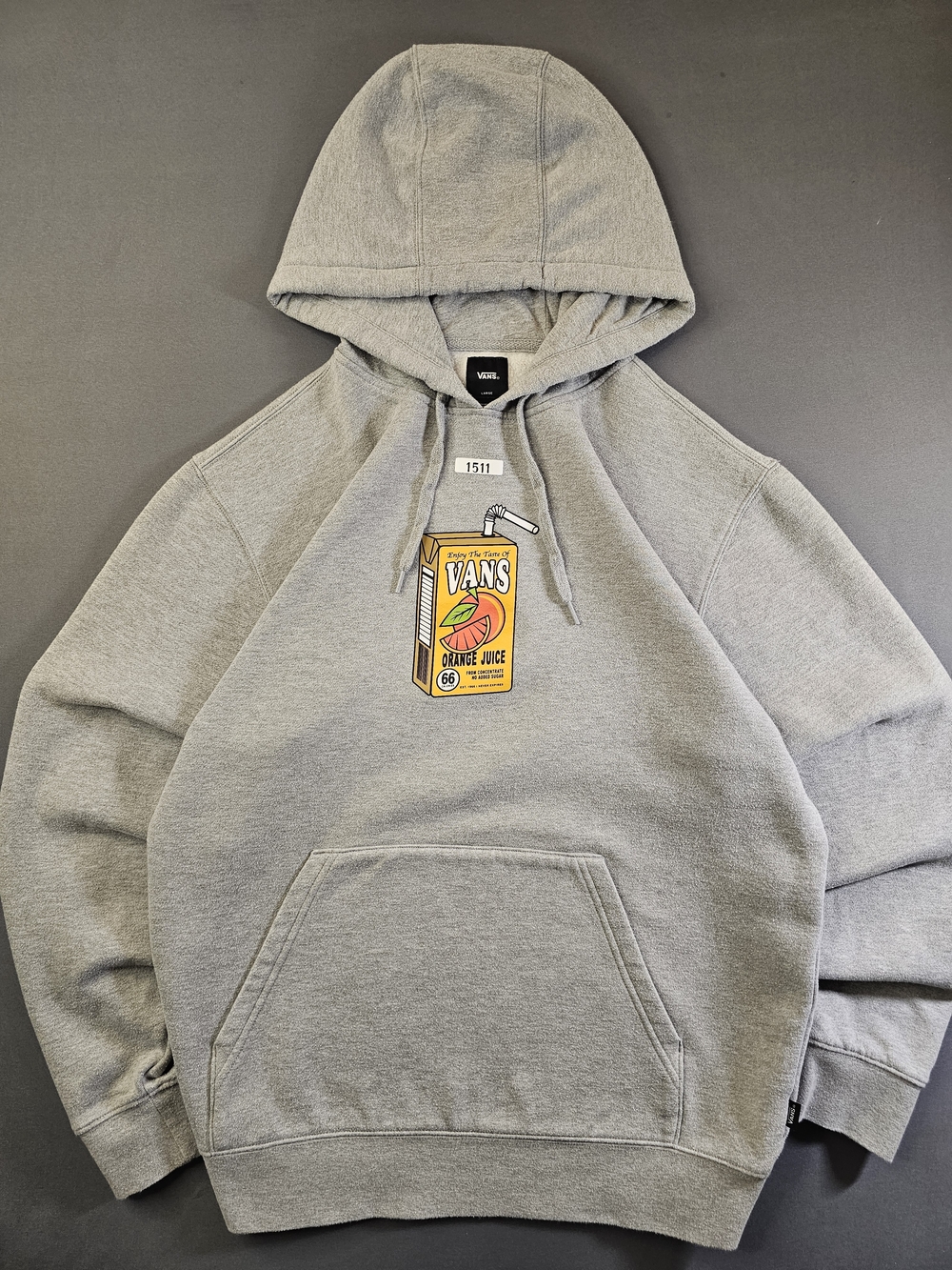 Vans "Orange Juice Box" Pullover Hoodie - Heather Grey - Men's Large